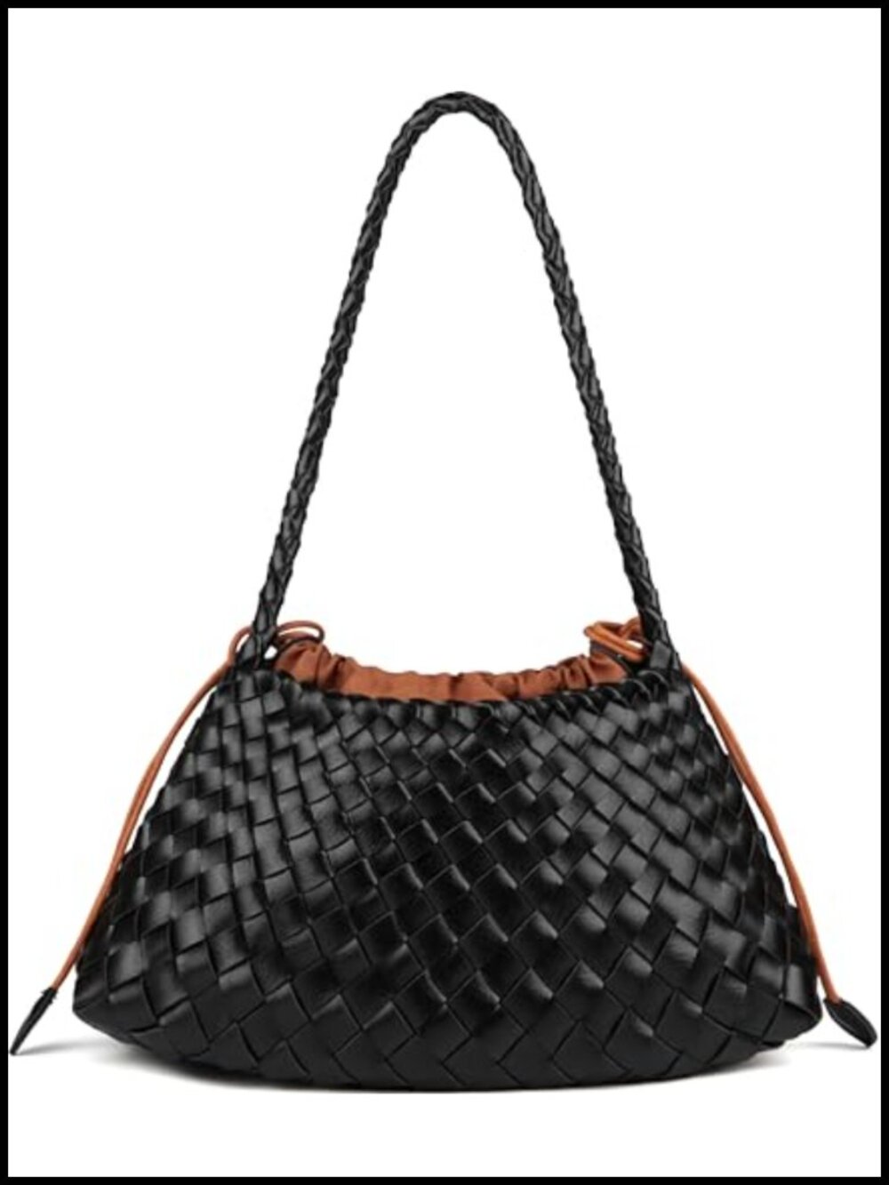 Woven Hobo Shoulder Bag Women Vegan Leather Handwoven Purse